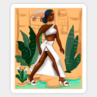 Black is beautiful Afro queen Striding- Mahagony brown skin girl. The best Gifts for black women 2022 Sticker